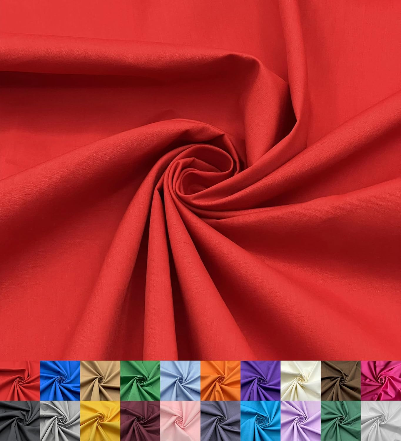 Cotton Polyester Fabric by Yard 60 Wide Broadcloth Sewing Material Red