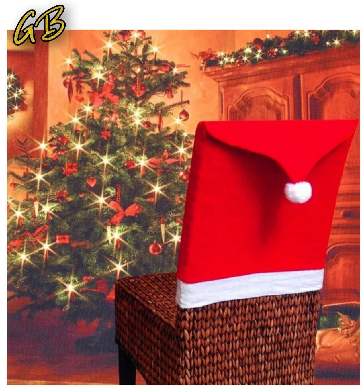 Christmas Holiday Santa Hat Chair Covers Chair Back Red Xmas Dining Chairs