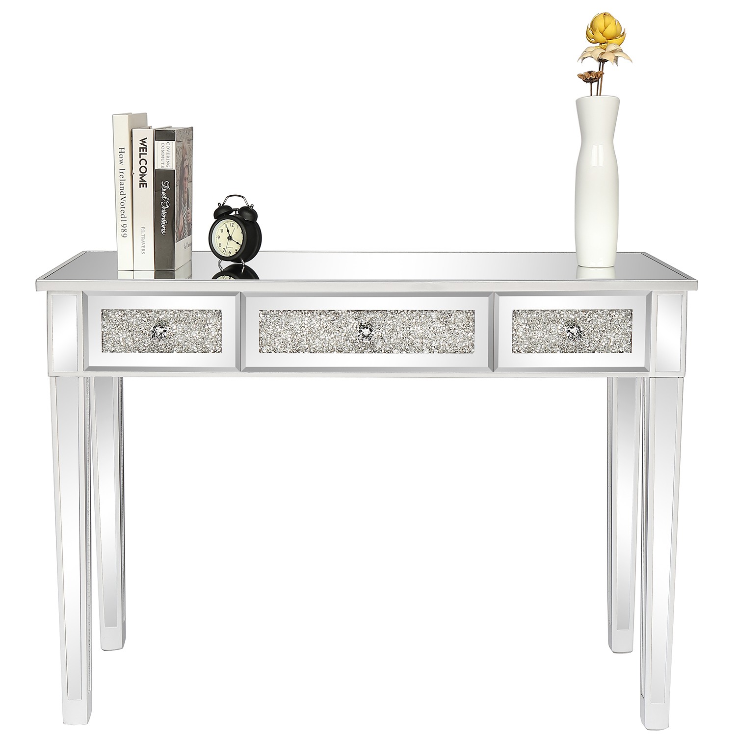 Mirror Surface Broken Glass 3 Pumping Computer Desk Vanities & Makeup Table