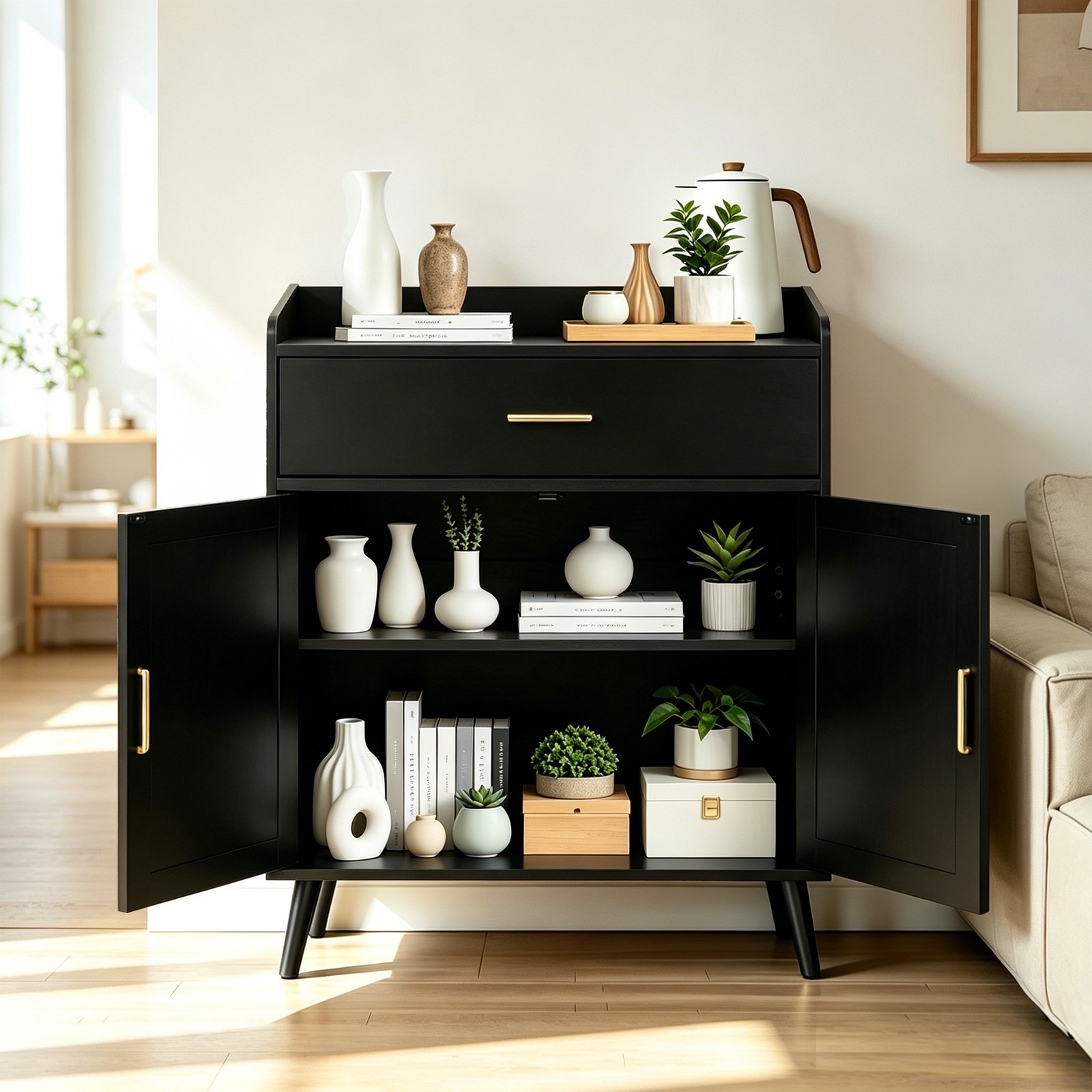 Kitchen Storage Cabinet, Farmhouse Buffet Cabinet , Storage with 1 Drawers