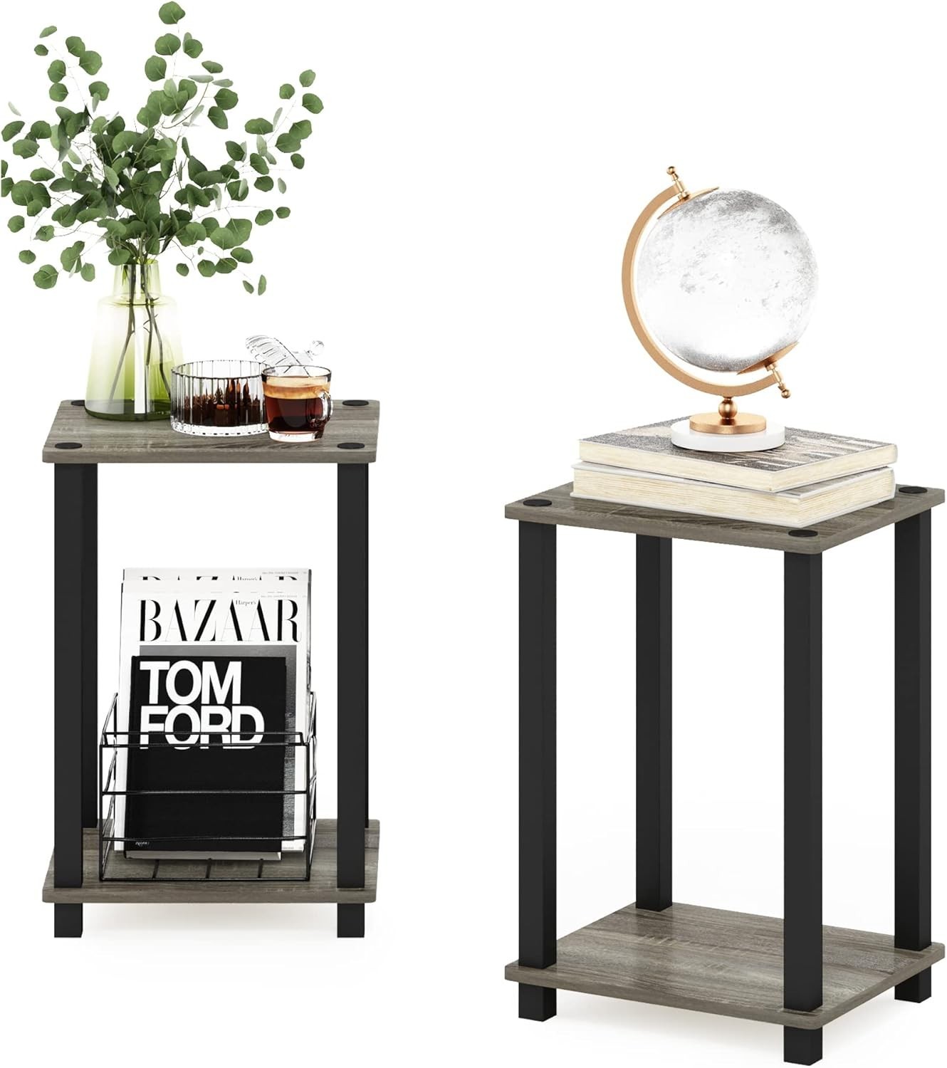 Living Room Furniture Simplistic End Table 2-Pack French Oak/Black