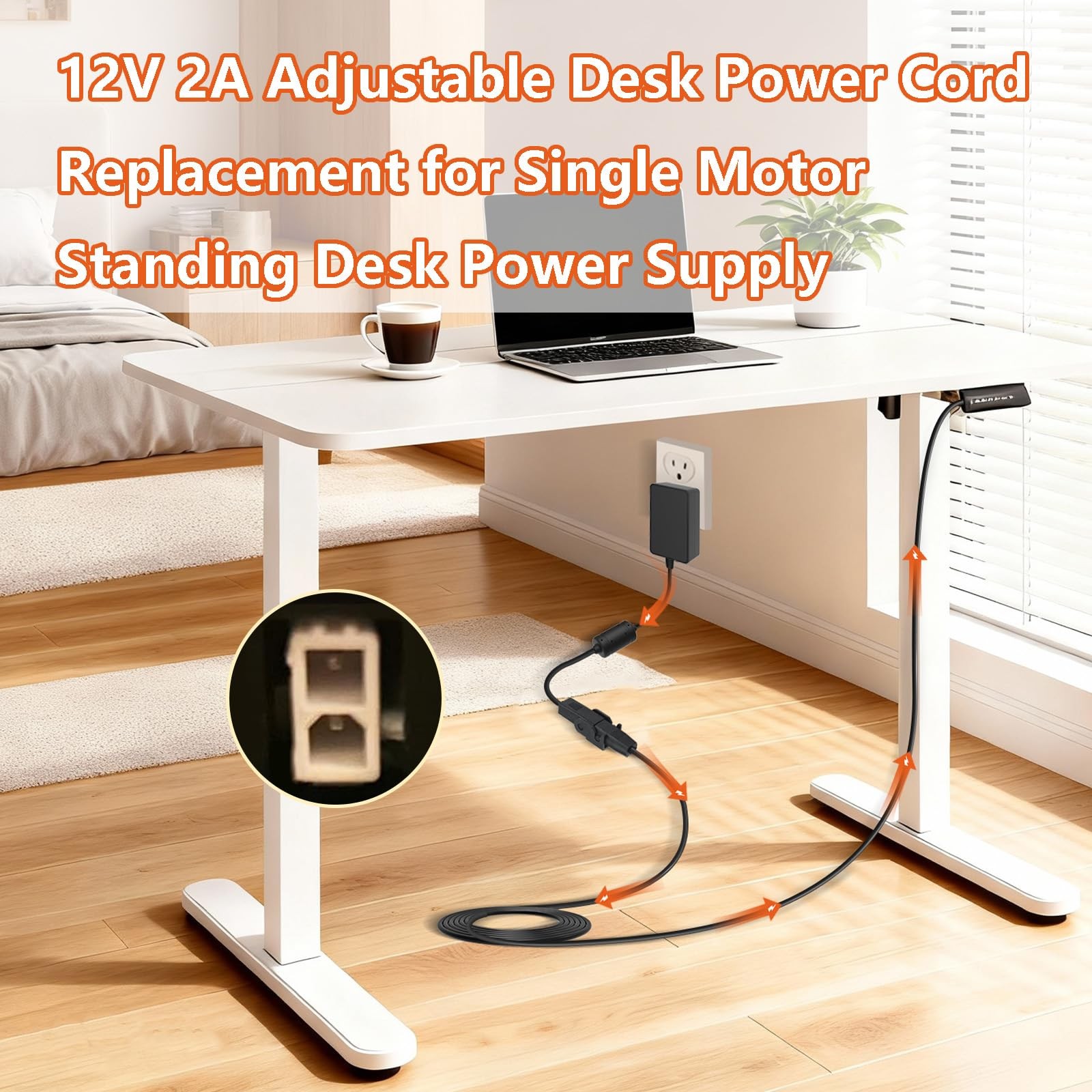 12V 2A Standing Desk Power Cord, Replacement for Single Motor Standing Desk K…