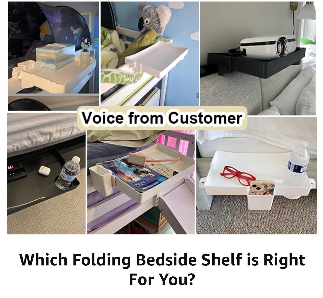 Folding Bedside Shelf Bunk Bed Shelf Organizer for Top Bunk Clip on BedSide