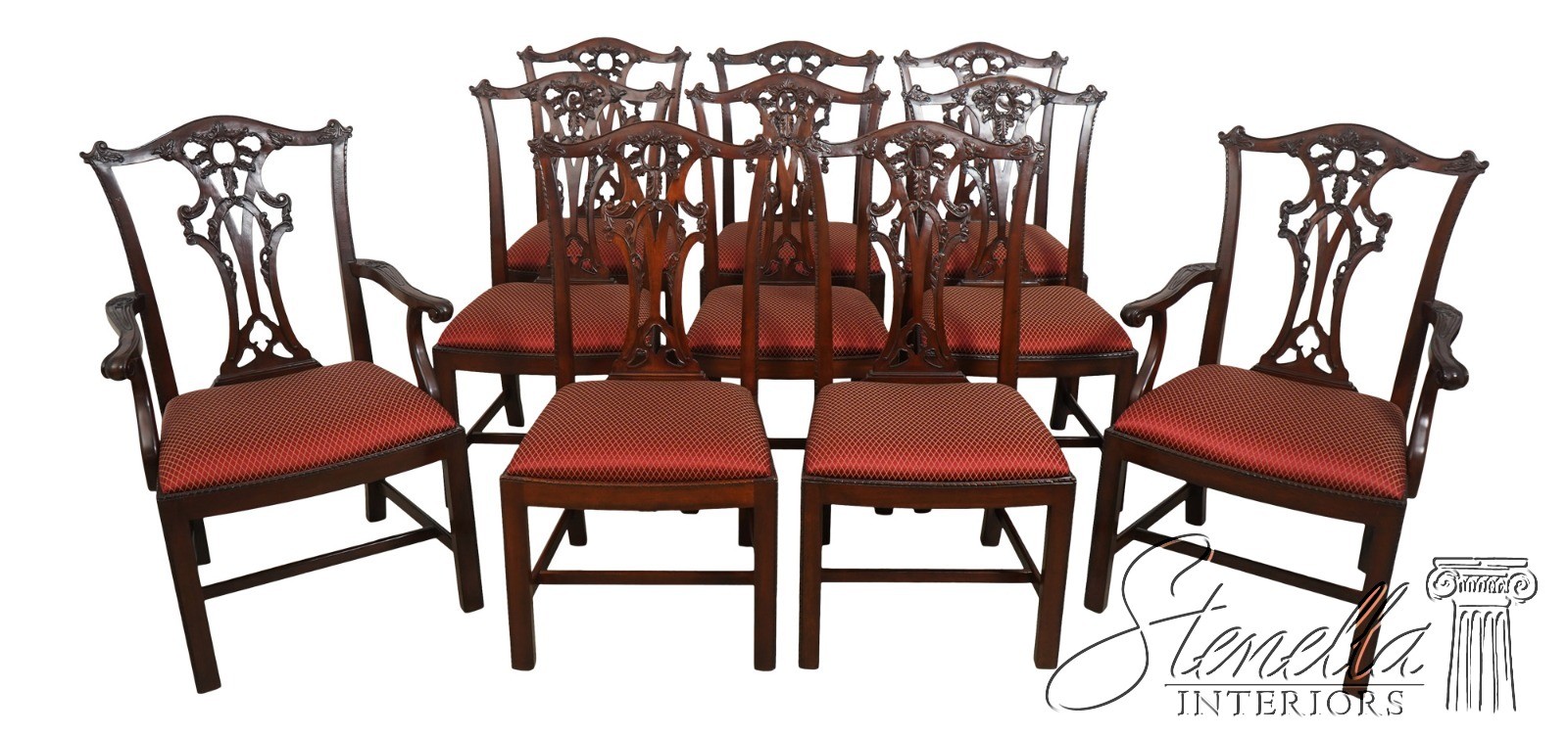L66399: Set of 8 HENREDON Chippendale Mahogany Dining Room Chairs