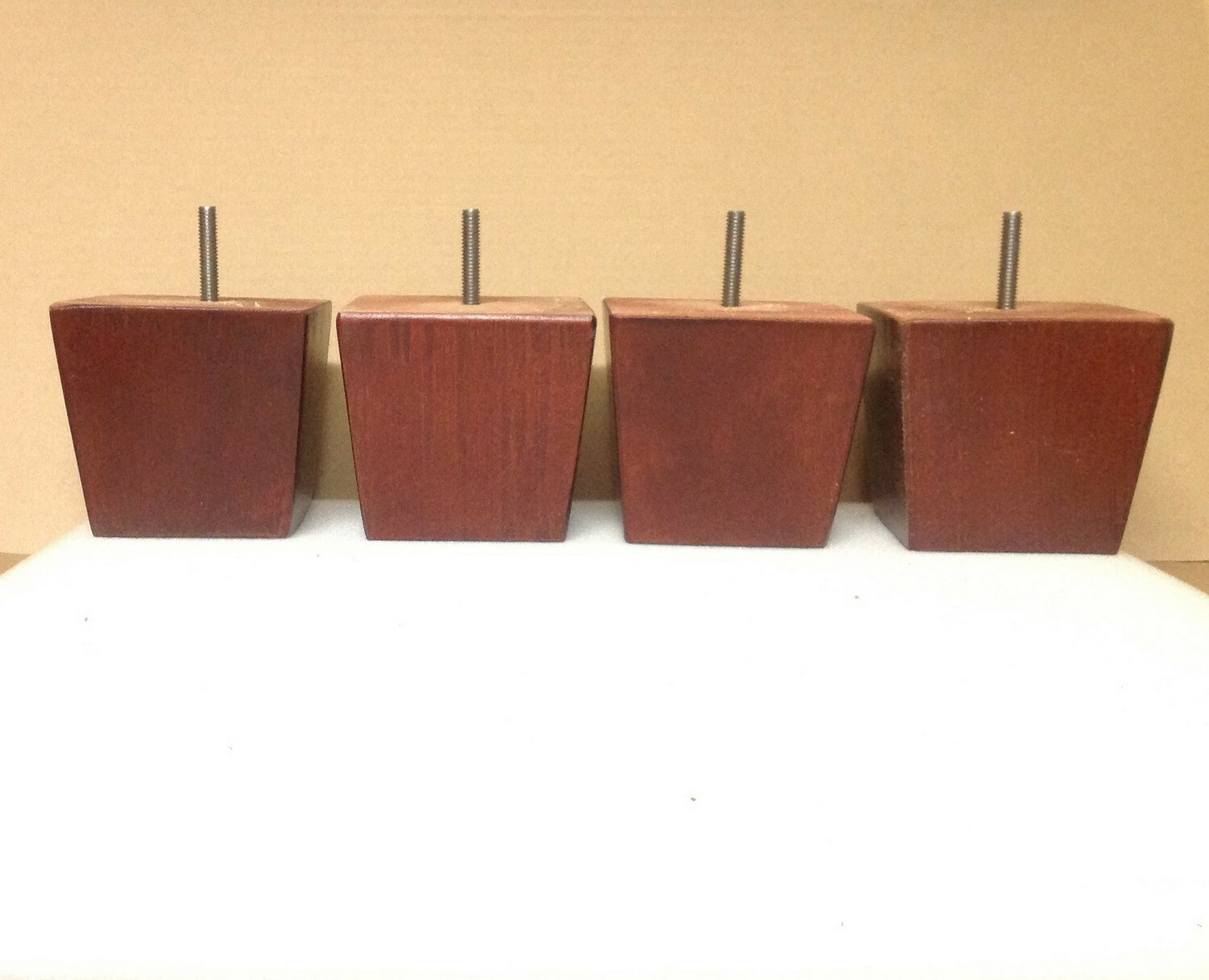 1353 Furniture Legs Feet Chair Ottoman Sofa 3.” h 3.75″ w Mahogany Finish 4 legs