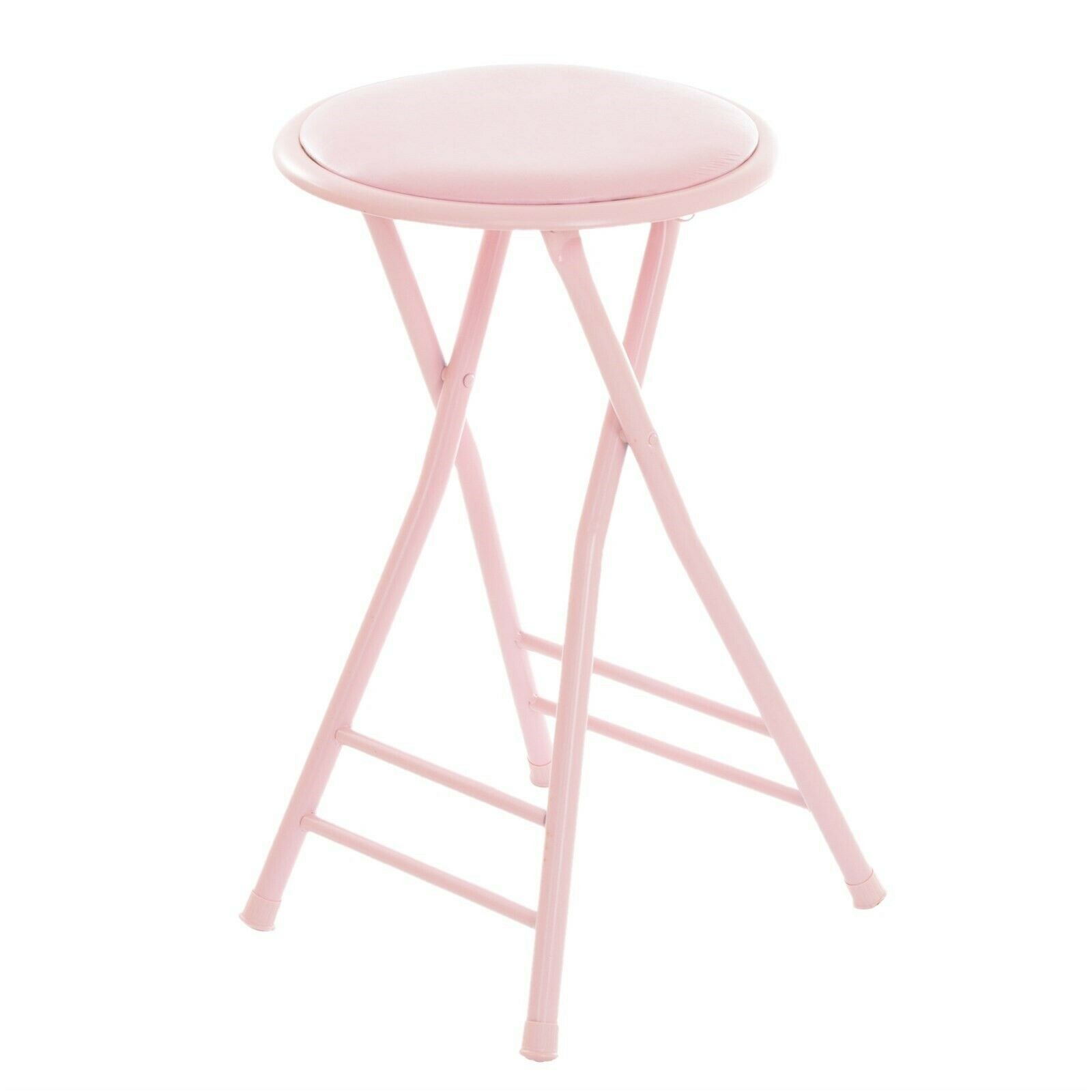 24 Inch Cushioned Folding Stool – Holds up to 250 Pounds – Easy to Store Pink