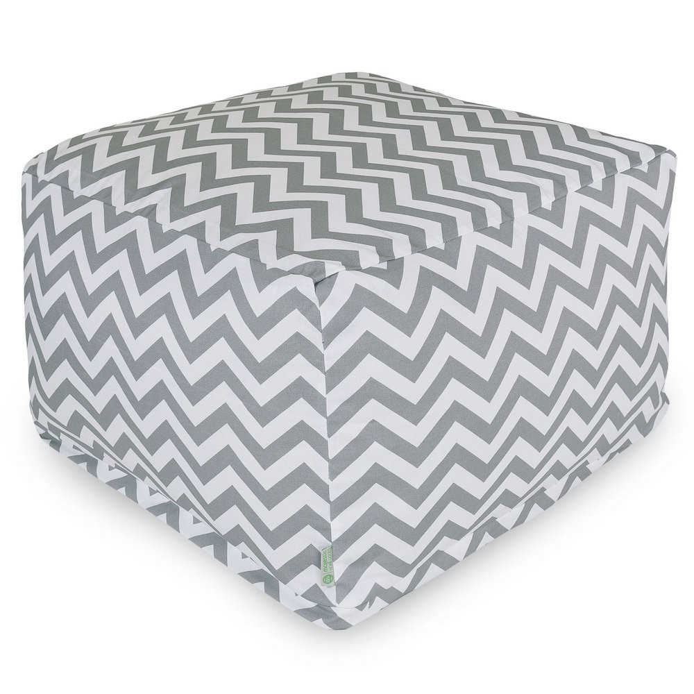 Majestic Home Goods Ottoman Pouf Chevron Gray