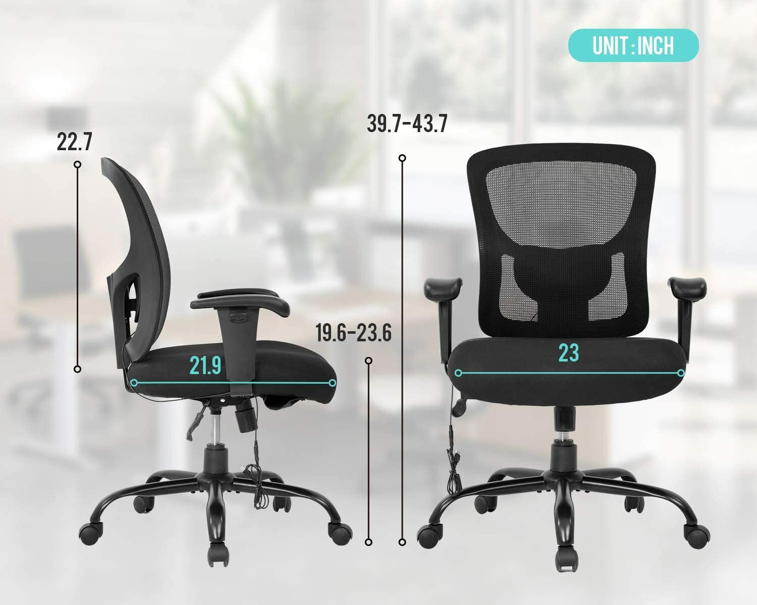 Office Chair Heavy Duty Individuals 400lbs Weight Capacity Wide Mesh Seat Swivel