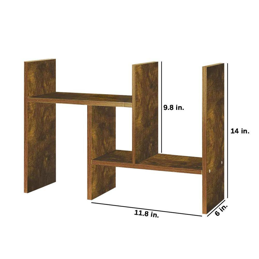 Brown 23.6 In. X 14 In. Wood Modern Adjustable Desk Display Shelf