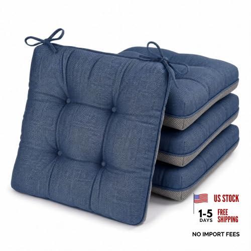 Set of 4 Navy Blue Chair Cushions for Dining Chairs – 15.5″x155″x3.5″