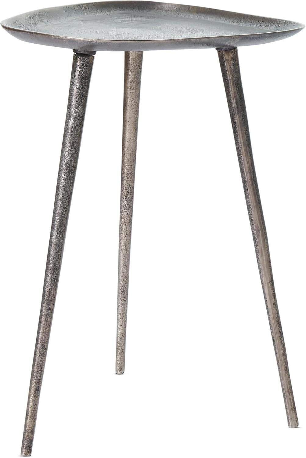 Bali Metal Tall End Table – Handcrafted Bohemian Style in Antique Silver