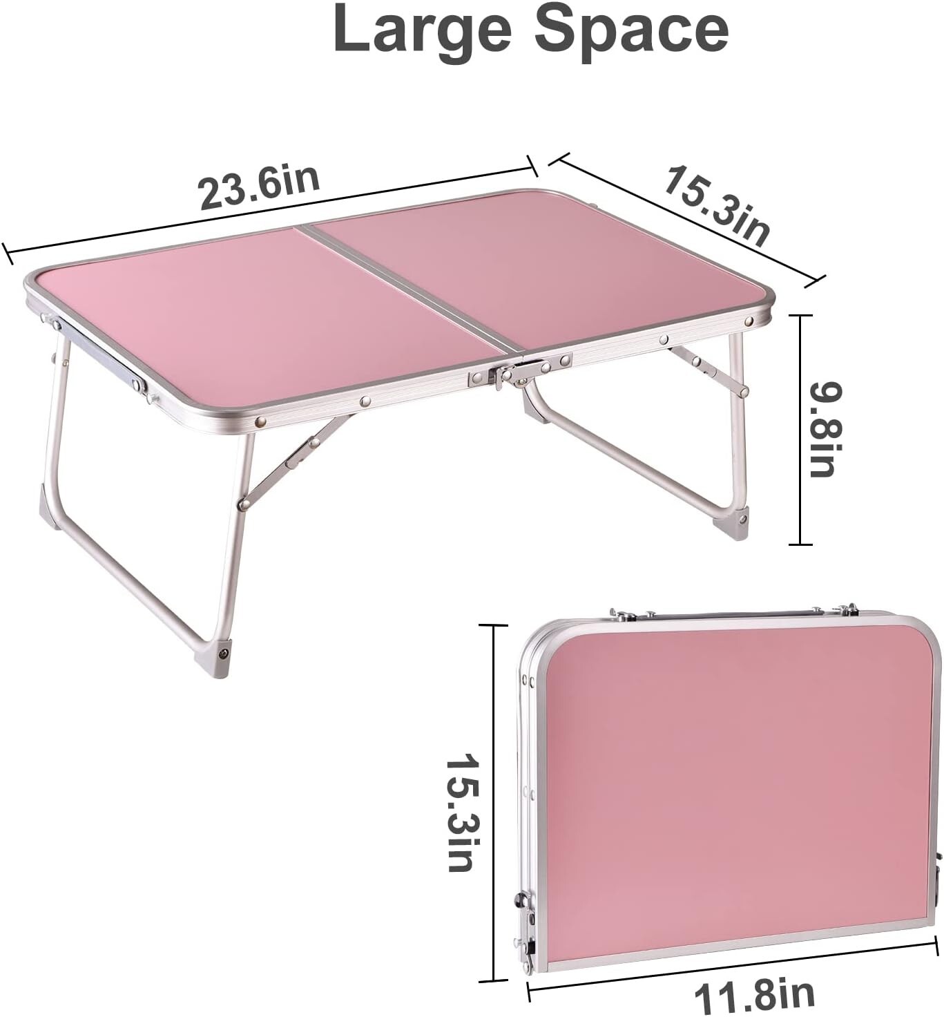 Foldable Laptop Bed Table Portable Mini Lap Desk Study Picnic Space Saving, Pink
