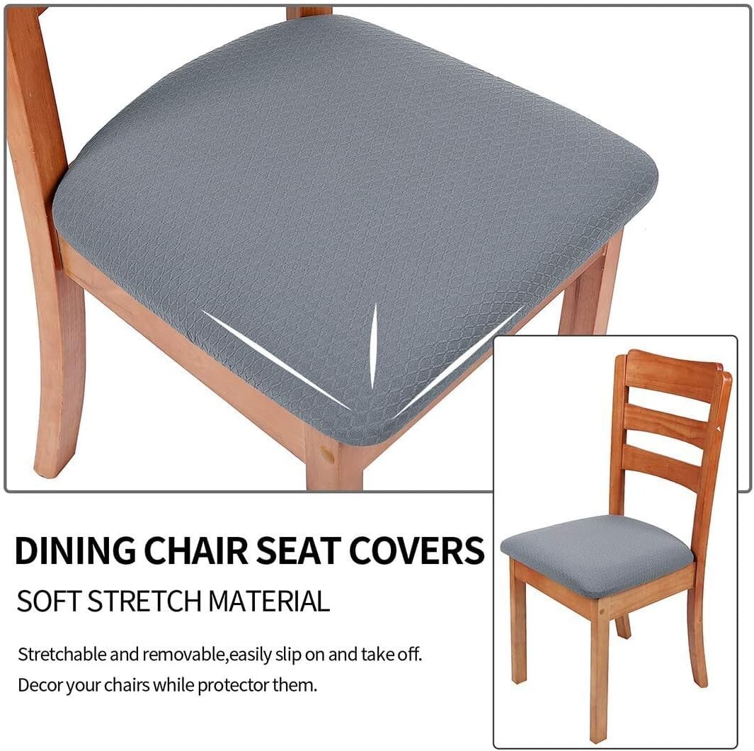 Polyester Stretch Geometric Jacquard Chair Seat Covers for Dining Room, Set of 4