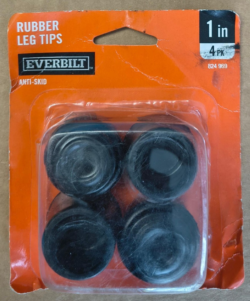 4PK EVERBILT Anti-Skid 1 in. Rubber Leg Tips Caps Table Chair Floor Protection