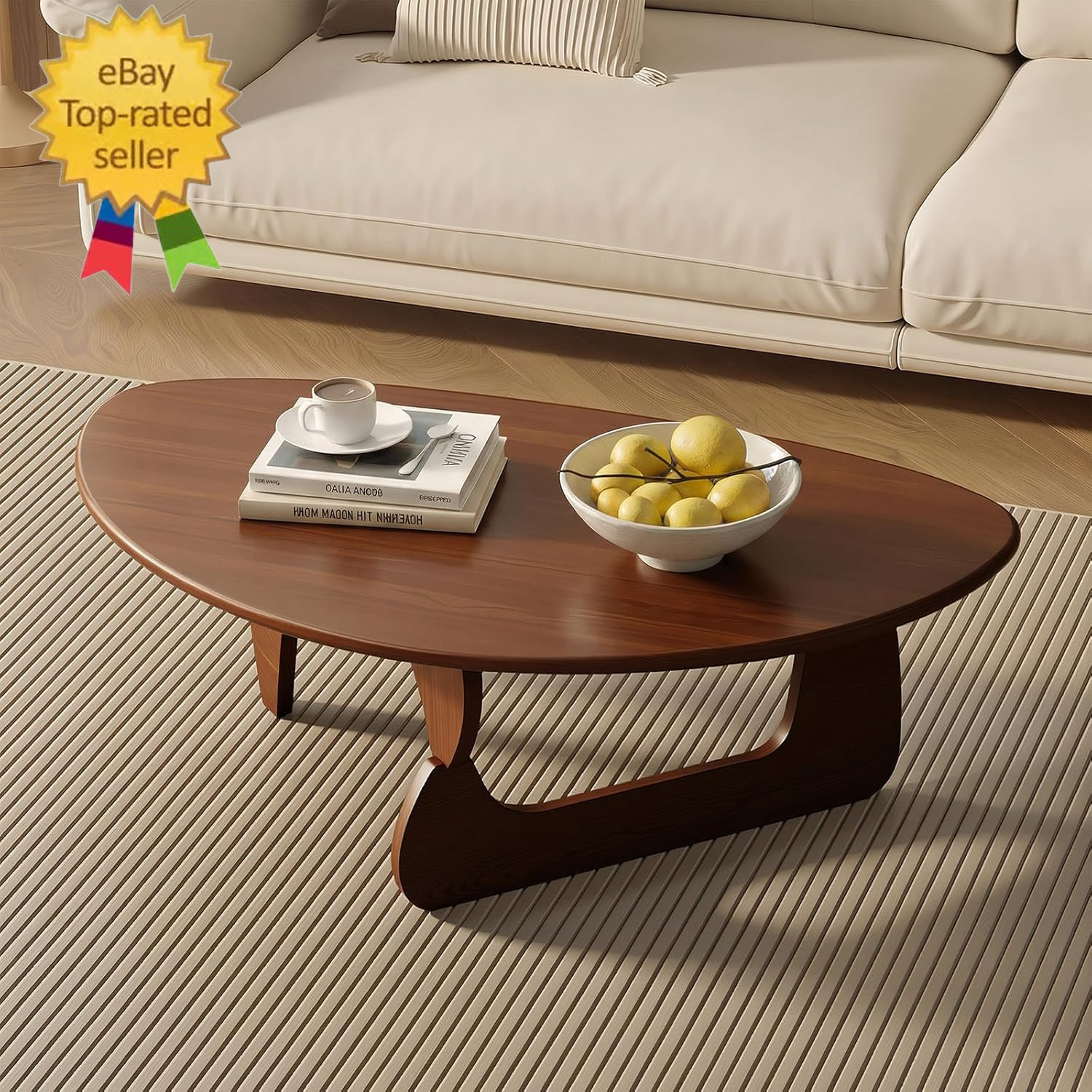 Mid Century Small Coffee Table, Walnut Coffee Table for Living Room, Suitable fo