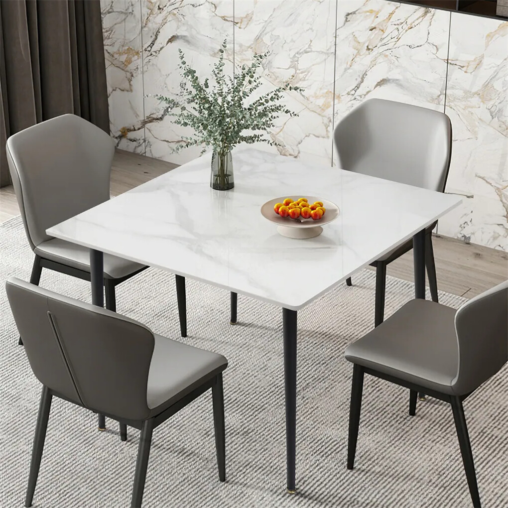 High-end Marble Dinner Table Breakfast Desk with Tapered Legs Kitchen Furniture