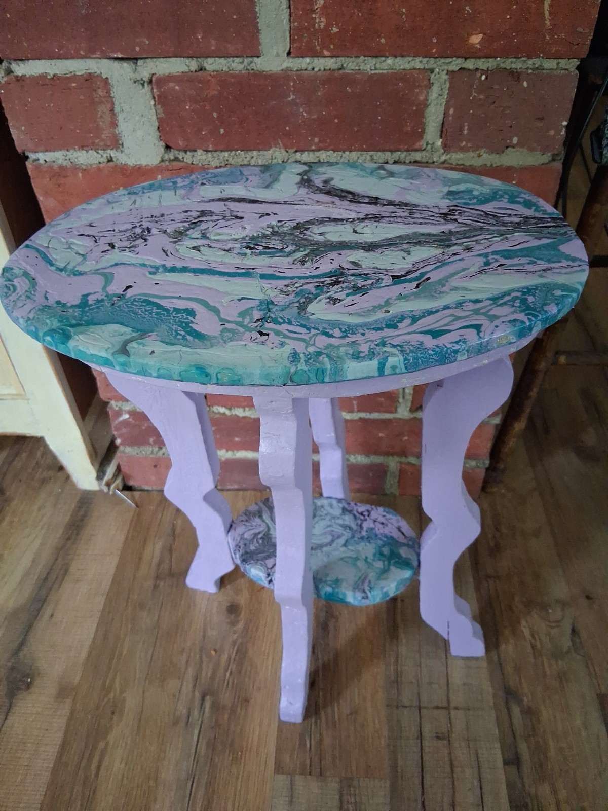 Purple Accent Painted Table, Plant Stand 16″ Tall