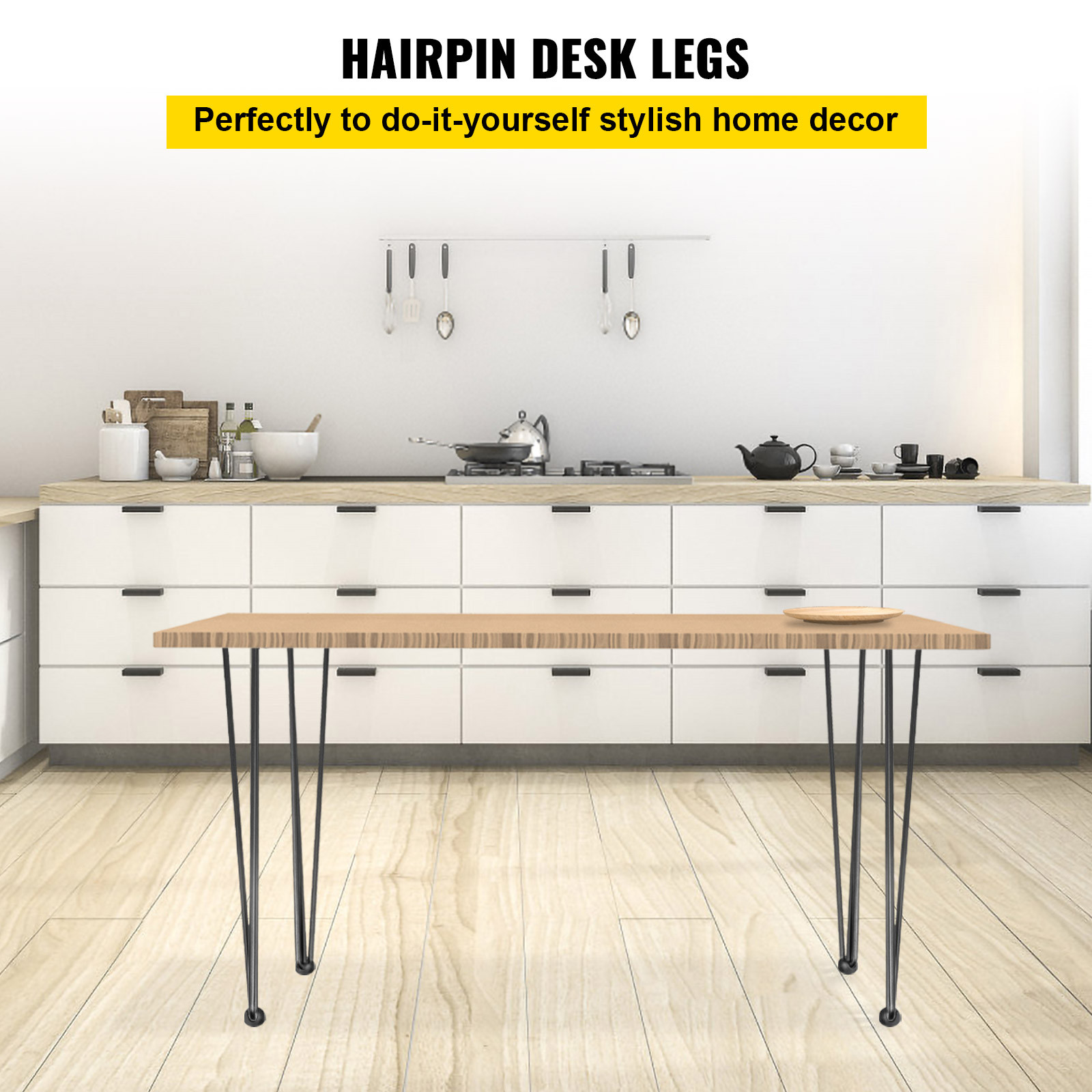 VEVOR Hairpin Table Legs 16 inch, Set of 4 DIY Desk Table Legs 3 Rods Heavy Duty