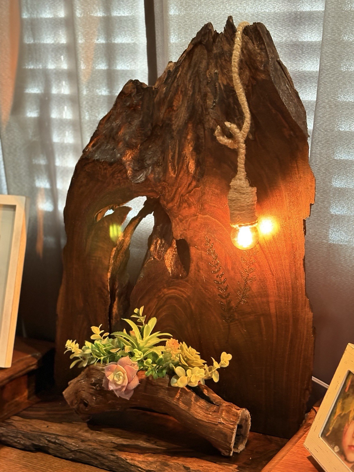 Handmade Solid Walnut Appalachian Wall Shelf With Lights 18×25 Very Unique