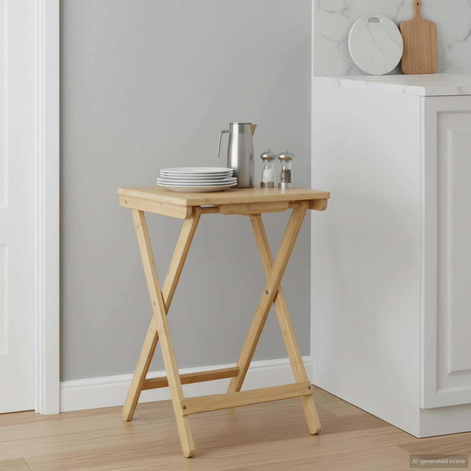 Kitchen Table Folding Natural 15.75 x 11.81 x 21.06 in Bamboo vidaXL