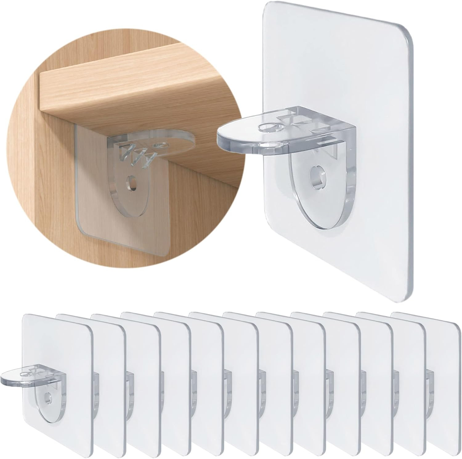 XATDOMESD 12 Pack Adhesive Shelf Bracket,Shelf Support Pegs for Shelves Kitchen