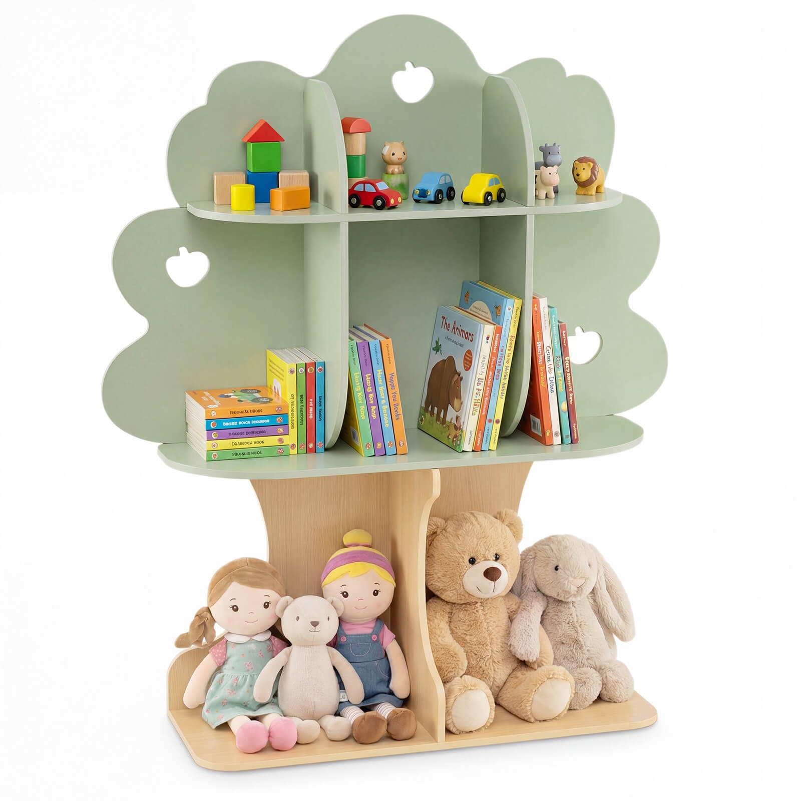45” Kids Tree Bookshelf w/Open Shelves for Reading Nook, Nursery, Classroom