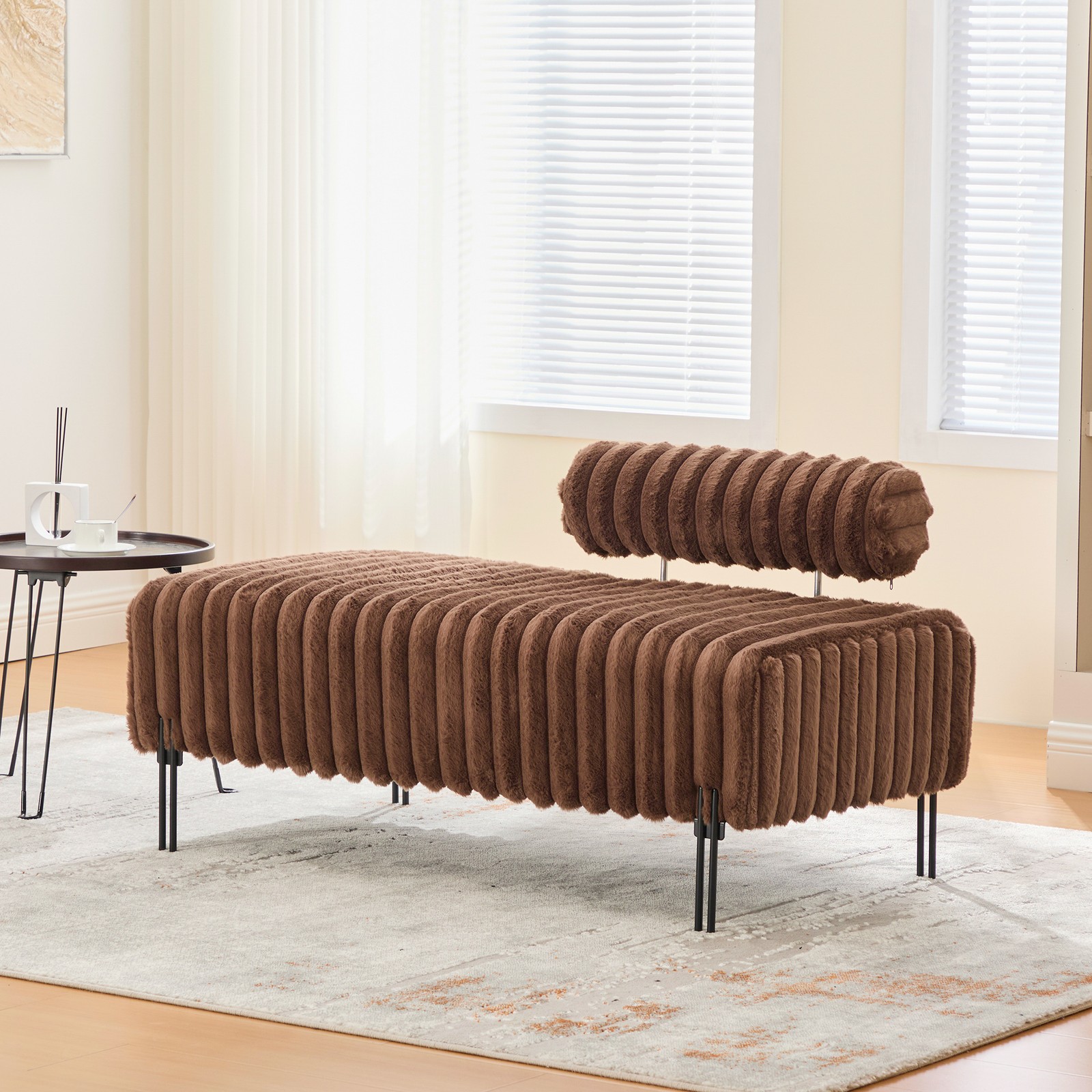 49.6″ Wide Upholstered Mini Loveseat with Metal Legs, 2-Seater Small Sofa End of