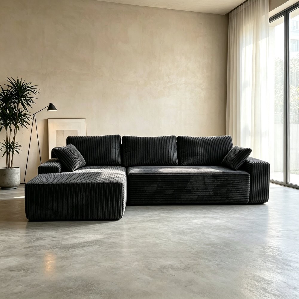 96″Frameless Boneless Soft Sofa,Cloud Sectional Couch With L-Shaped Chaise Gray