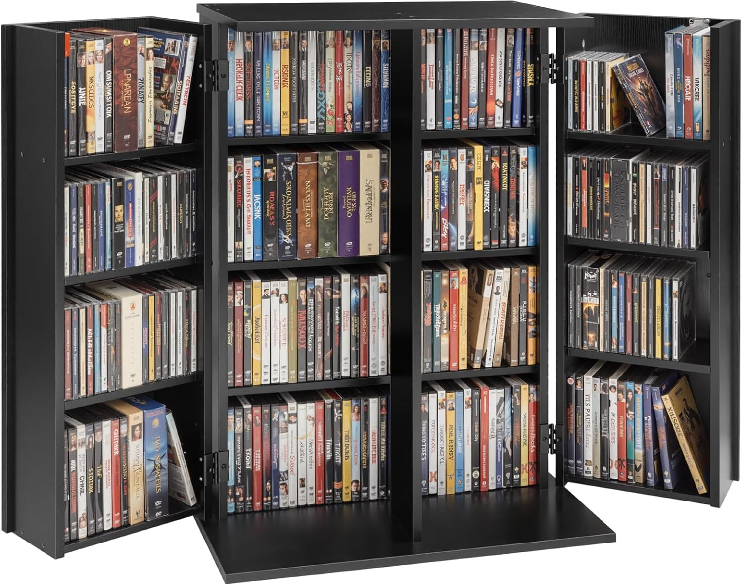 Media Storage Cabinet, 4-Tier DVD Shelf Organizer, 24.02 X 14.49 X 33.31 in Mult