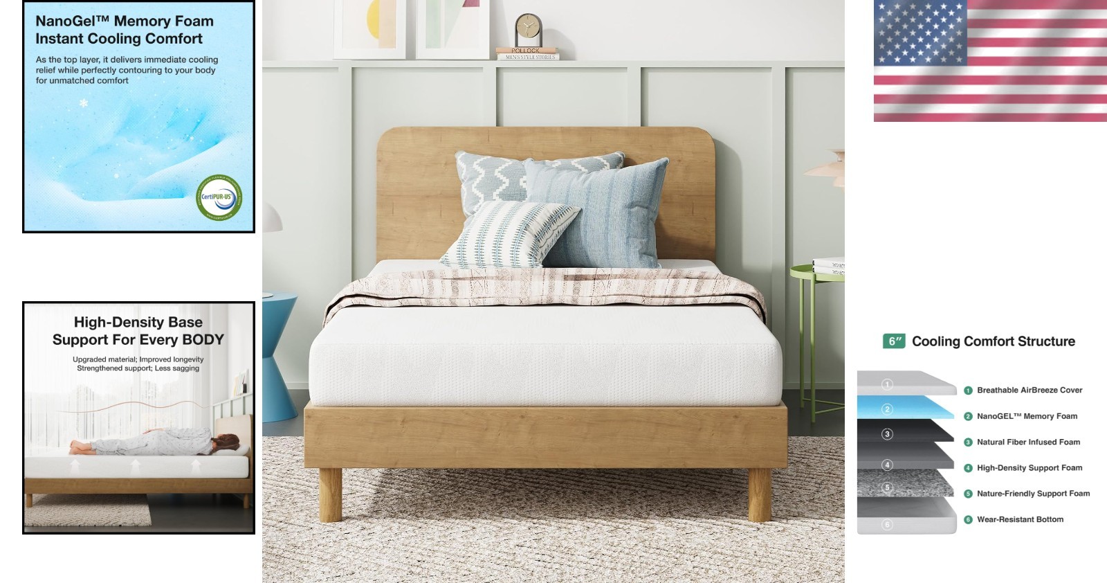 Twin Mattress Pinch Pleat Bed Mattress Foam for Kids Cooling Pressure Relief