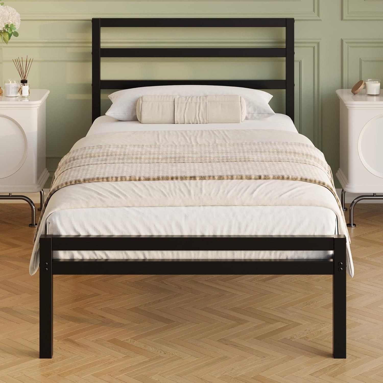 Twin XL Bed Frame with Headboard and Footboard 12 Inch Classic Metal Platform