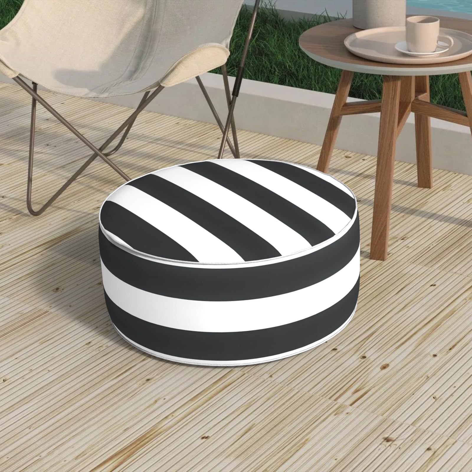 Melody Elephant Patio Inflatable Ottoman, 21″D x 21″W x 9″H, A Cabana Black
