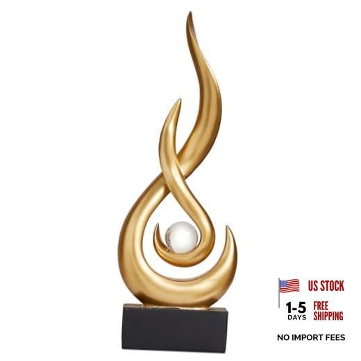 Modern Abstract Art Table Decoration,Resin Flame Statue Modern Centerpiece Gold