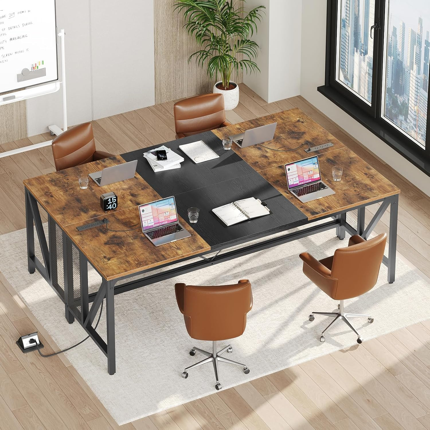 70.9″ Computer Desk with Power Outlets, Gaming Desk, Large Office Executive Desk