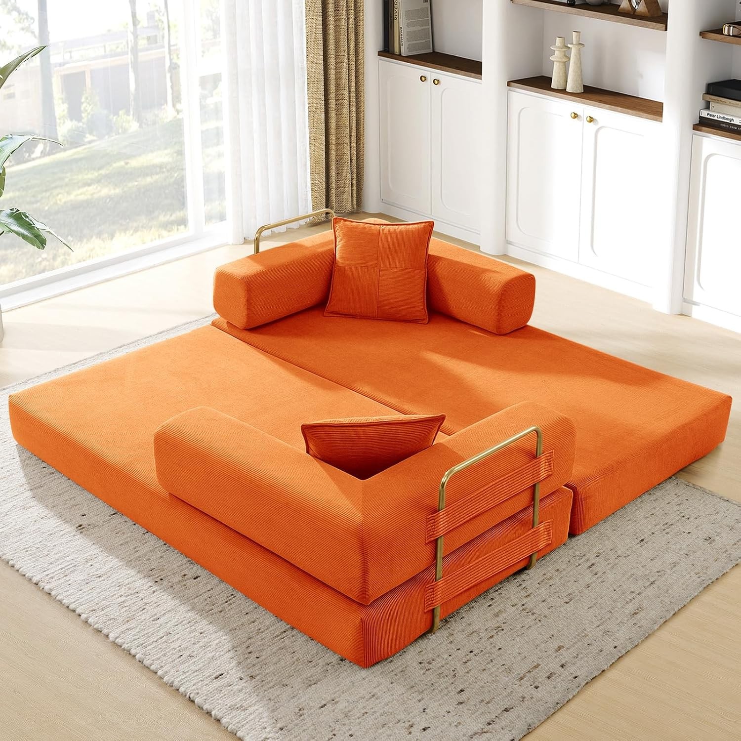 78″ Modular Cloud Sofa Bed 4-in-1 with Gold Frame – Boneless Floor Couch
