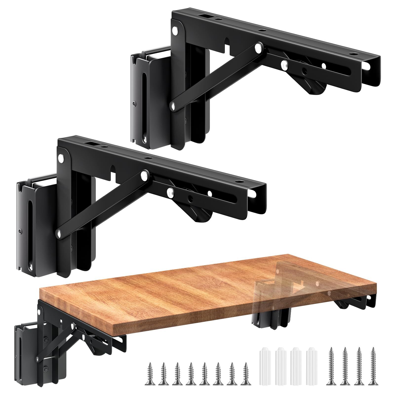 2Pack 8 Inch Heavy Duty E Track Folding Shelf Bracket for Truck Enclosed Trailer