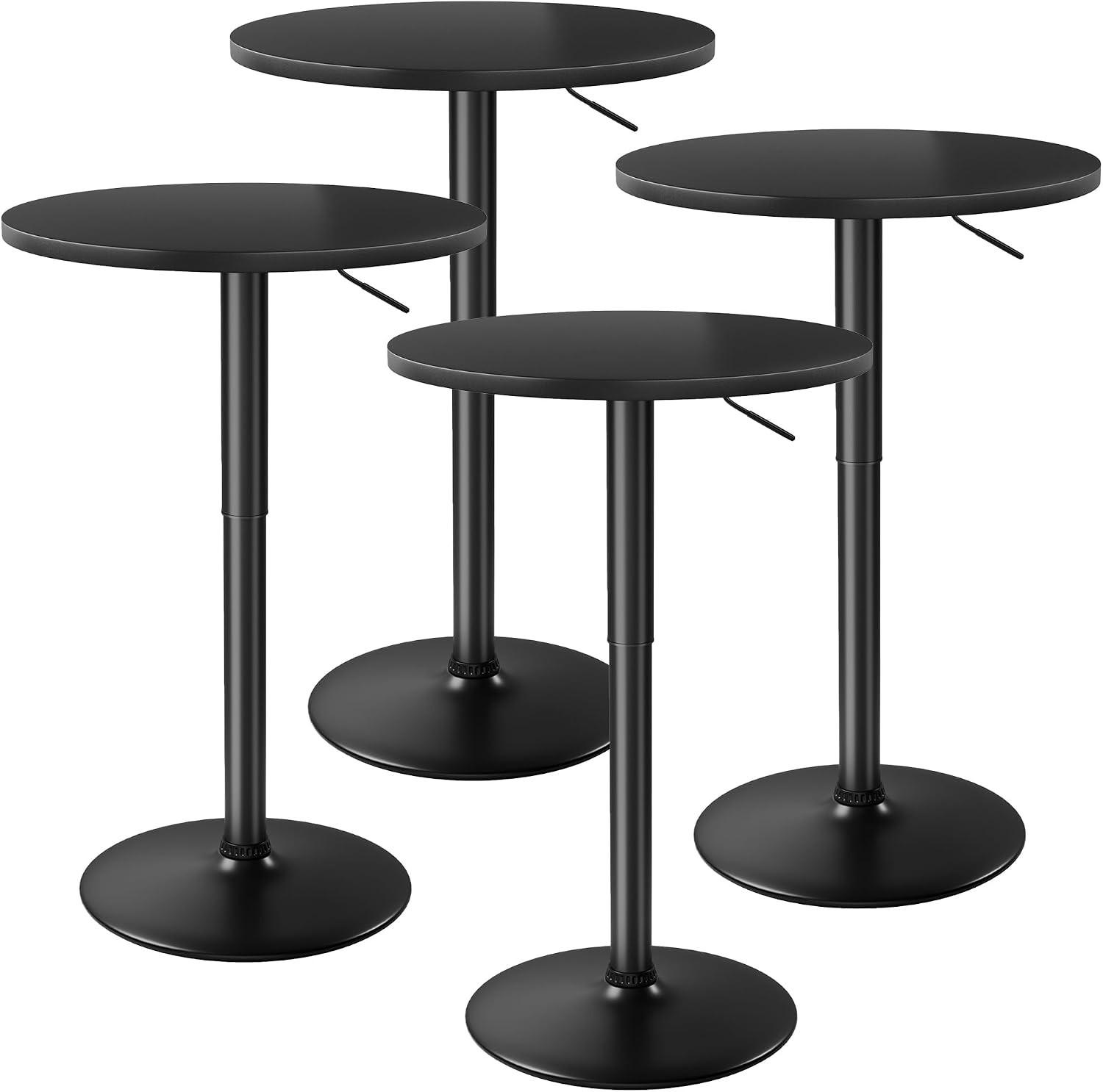 Bistro Pub Table Height Adjustable Round Bar Table 27.4-36 Inches 360°Swivel