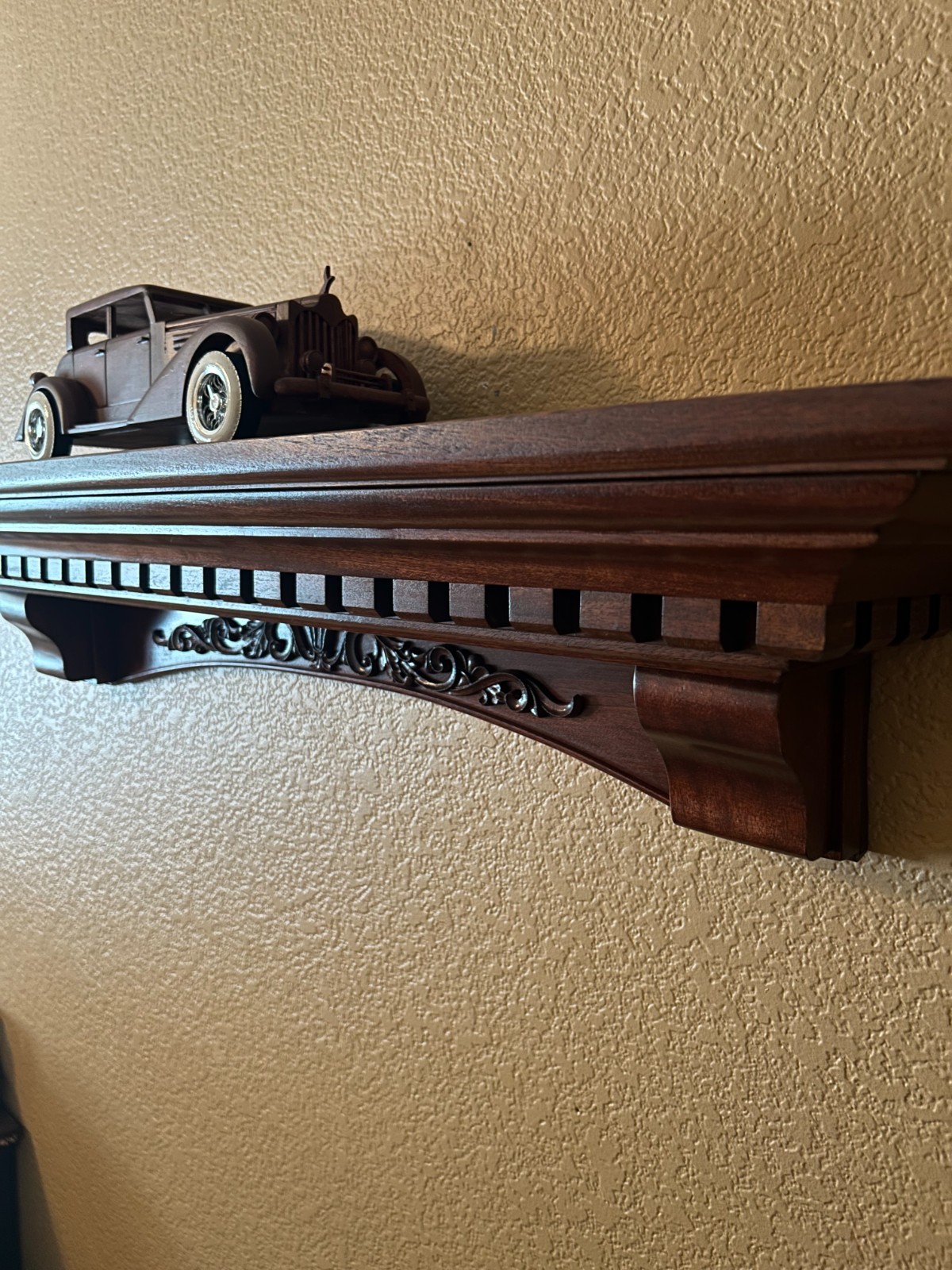 Exotic Solid Hardwood Decrative Shelf With Carvings.