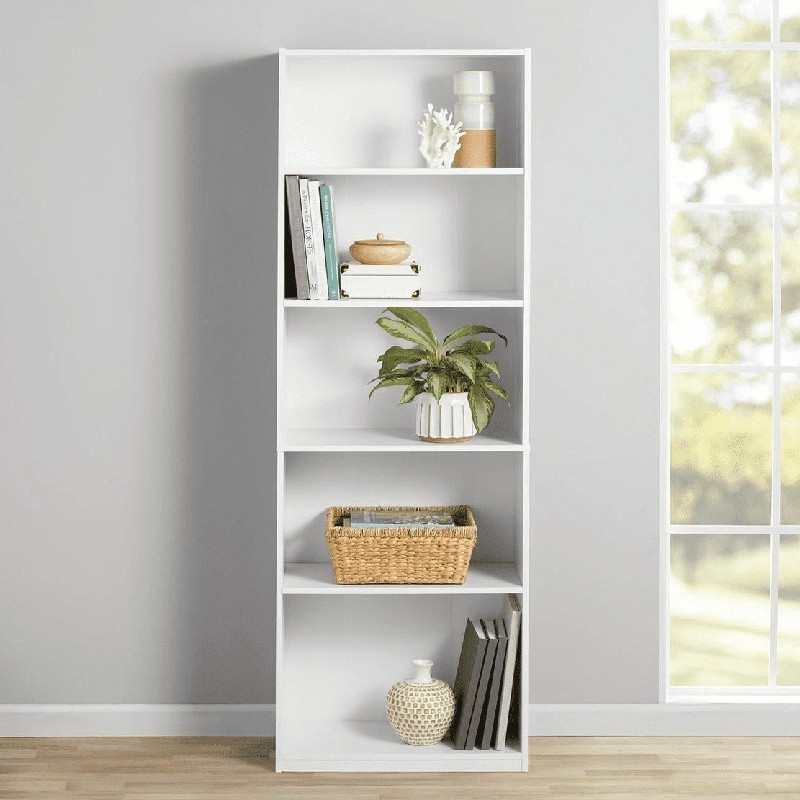 5-Shelf Adjustable Bookcase W/ Closed Back Home Office Living Room Storage New