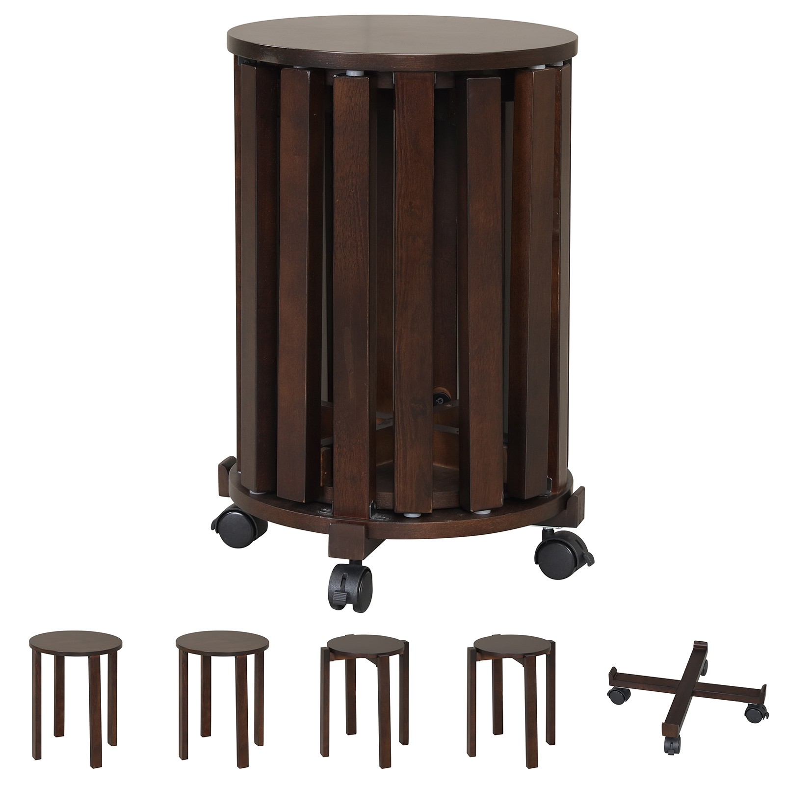 Stackable Stools Set of 4 w/Rolling Base Locking Casters for Kitchen Apartments