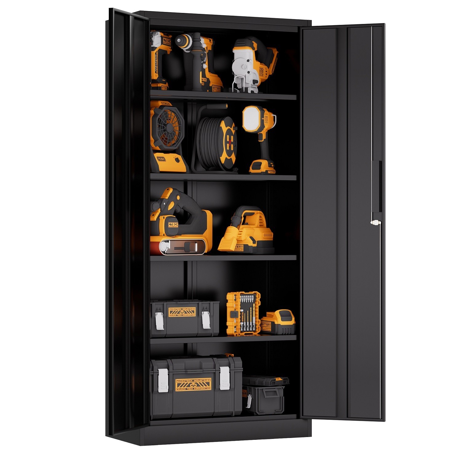 71″H Metal Garage Storage Cabinet Steel Locking File Cabinet w/Doors&4 Shelves