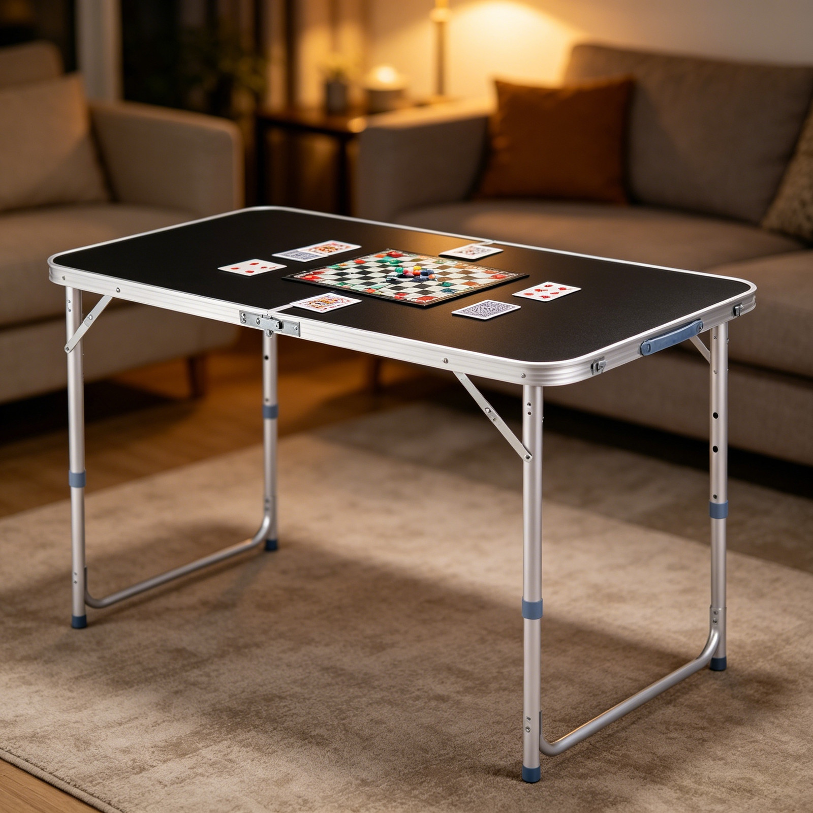 4ft Adjustable Folding Table Lightweight Portable Duty Aluminum Camping Desk