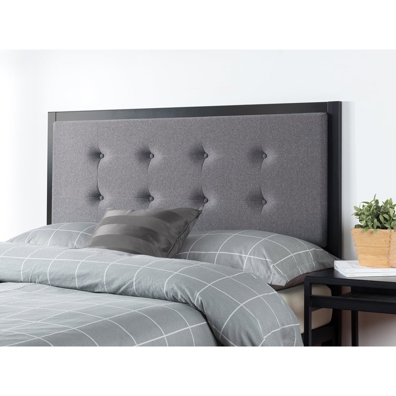 Modern Upholstered Headboard King Button Tufted Foam Padding Steel Frame New