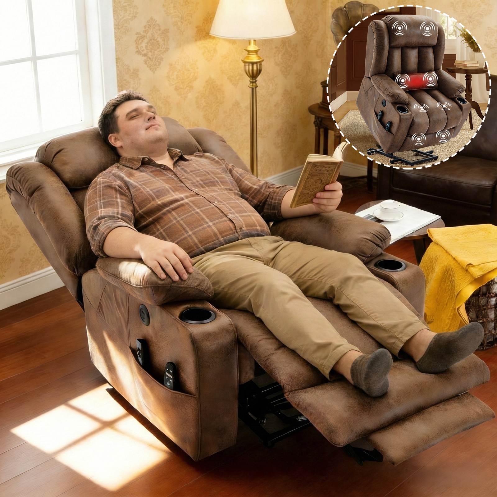 Oversize Dual Motor Power Lift Chair for Big Tall Elderly with Extended Footrest