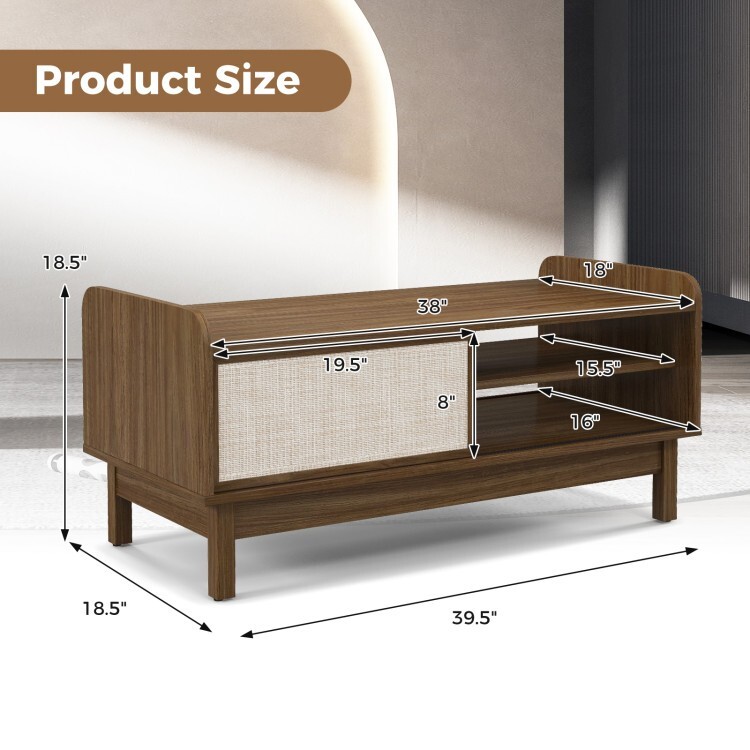 Mid-Century Modern Cocktail Table Coffee Table Living Room With Adjustable Shelf