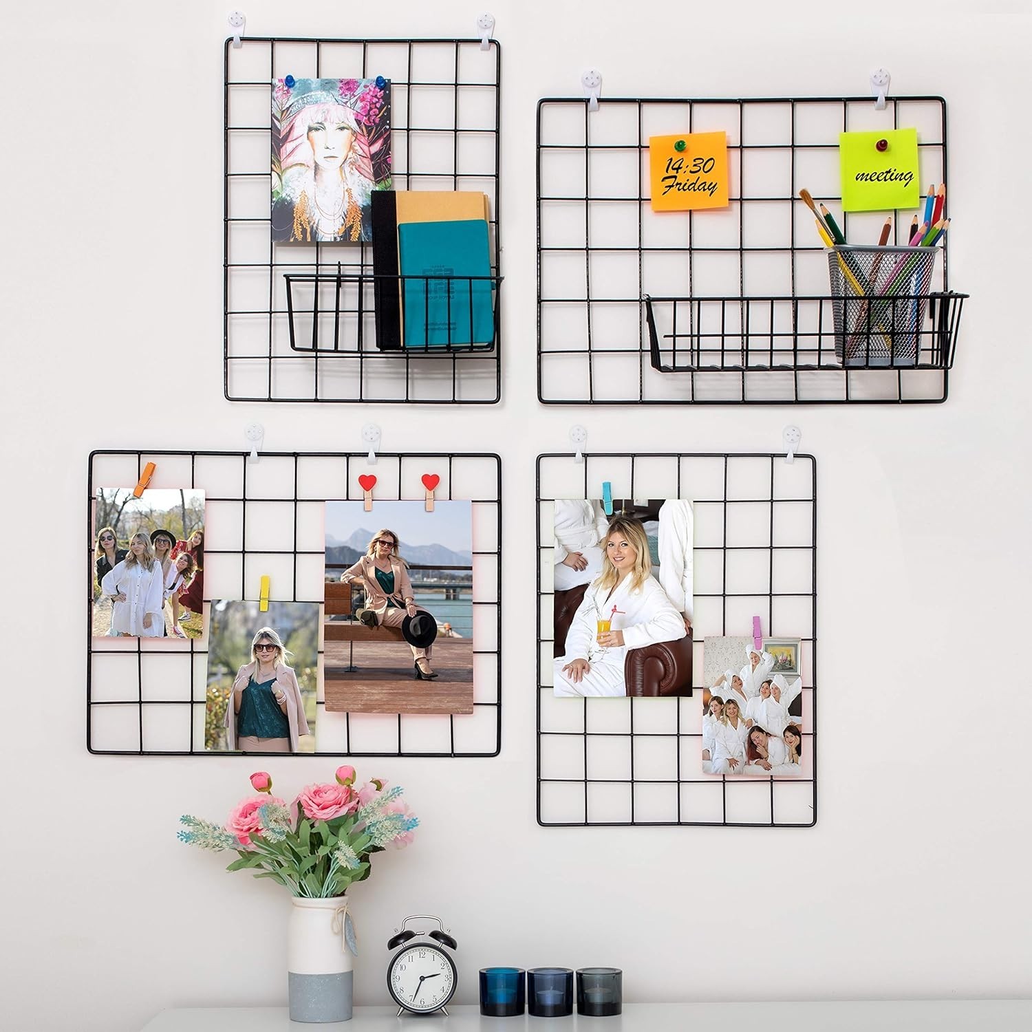 Versatile 4-Pack Wall Grid Panels – Perfect for Photos and Personal Memo Boards
