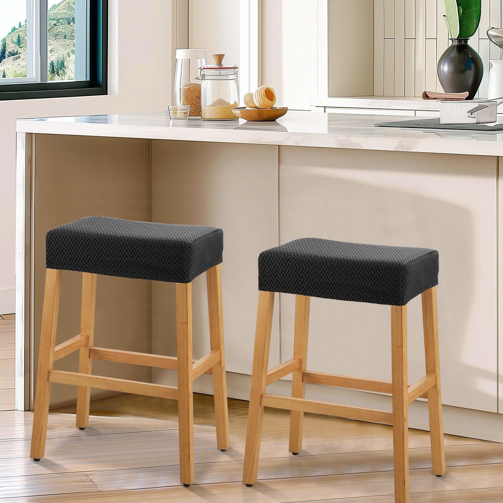 Stool Covers Rectangle – 2 Pack Stretch Waterproof Saddle Seat Cover Counter …