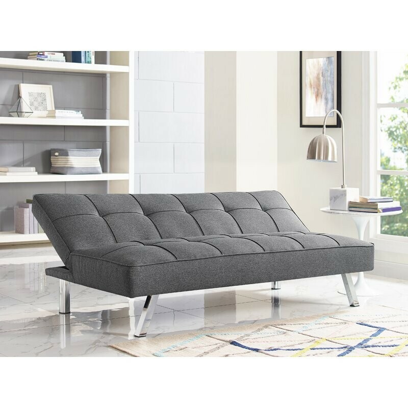 Corwin Charcoal Tufted Convertible Sofa Futon Twin Size Mattress 66.1″