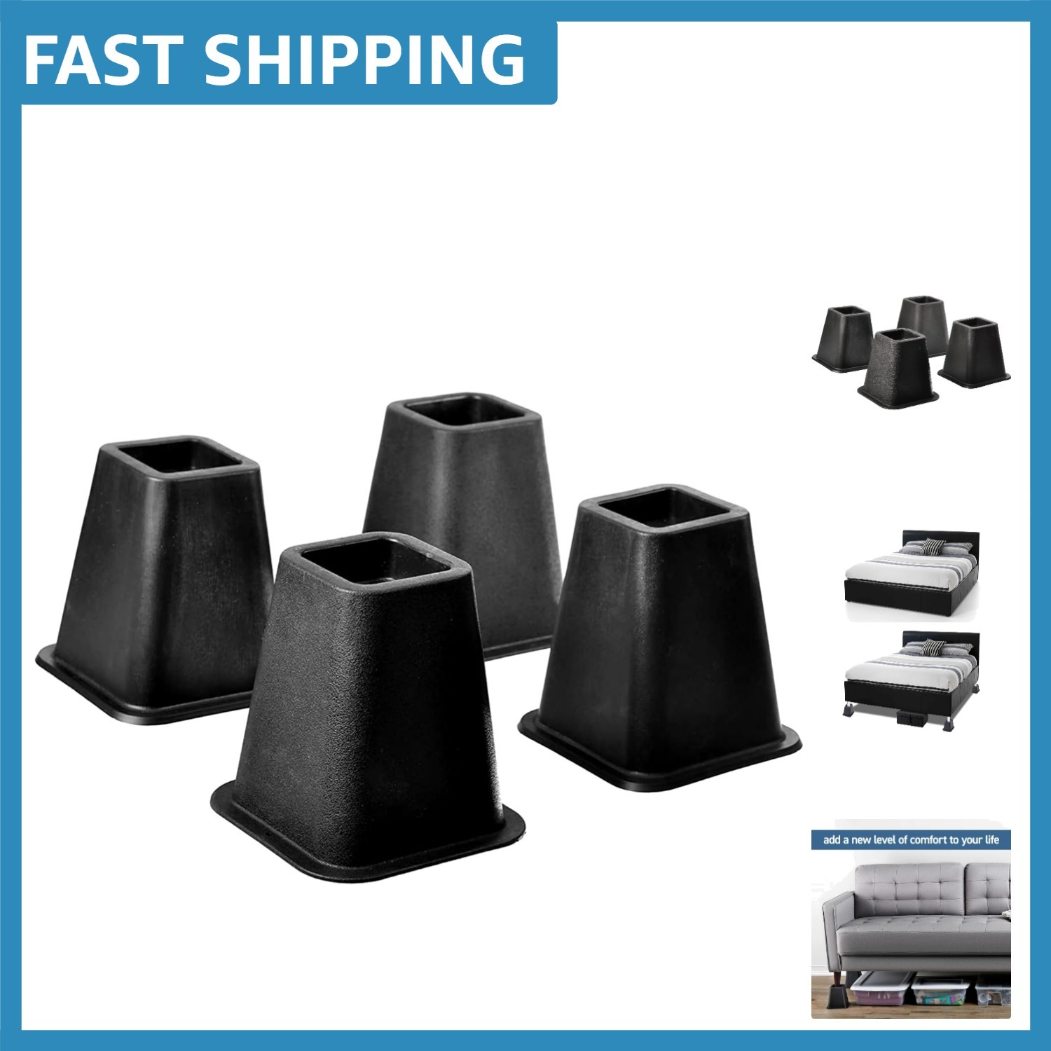 Durable 5.25-Inch Bed Risers – Heavy Duty Storage Solution for Small Spaces