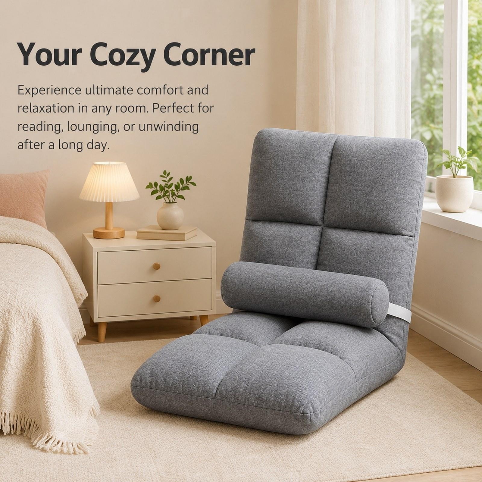 Floor Chair with Back Support Floor Sofa Portable Breathable with Waist Pillow